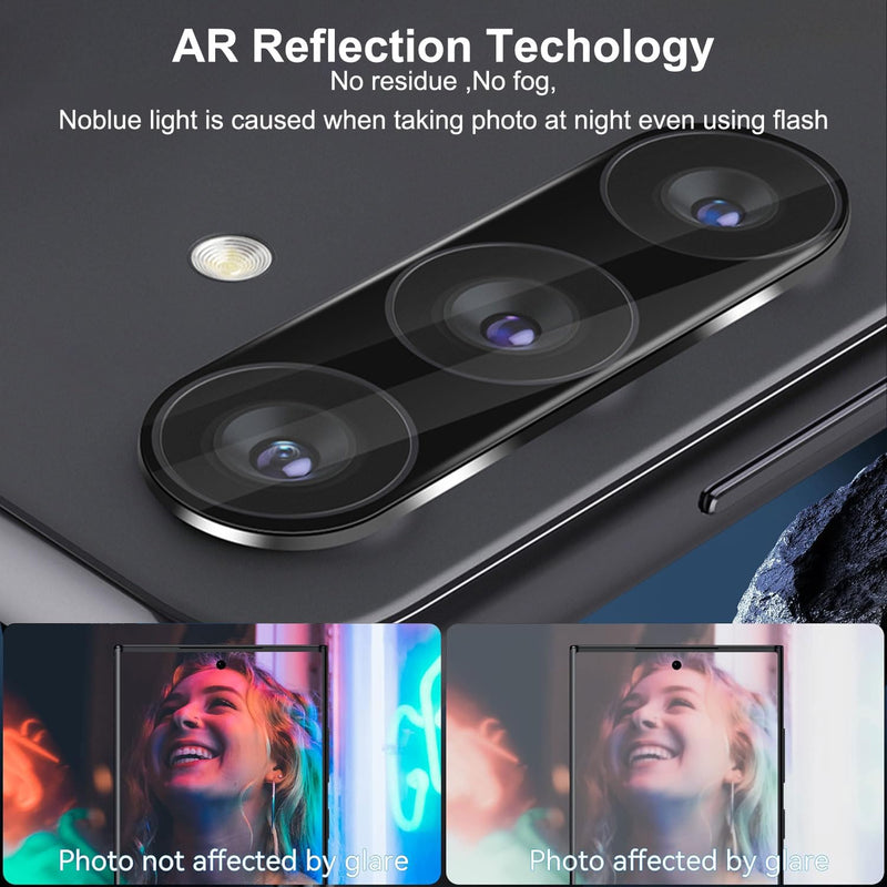 DEERLAMN (3-Packs for Samsung Galaxy S24 Camera Lens Protector(6.2 Inch),9H Hardness Anti Scratch Easy Installation Tempered Glass - Black