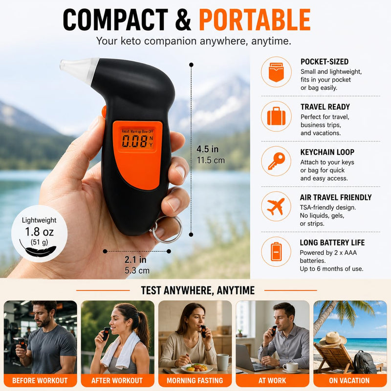Reflex Smart Ketone Breath Meter | Cheaper Than Test Strips | Ketone Analyzer | Ketone Meter Monitor | Real-Time Fat Burning Rate | Fitness Tracking | Free Apps