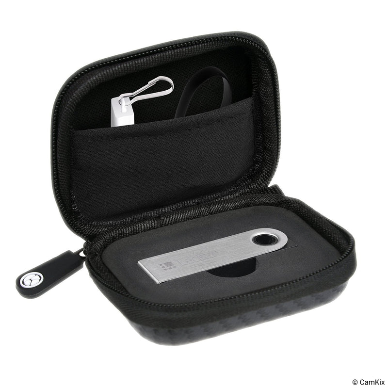 Protective Case for Ledger Nano S Bitcoin/Cryptocurrency Wallet Including USB Strap for Transport, Power and Data Transfer - Durable Nylon Hardshell Case with Mesh Pocket - Light, Secure