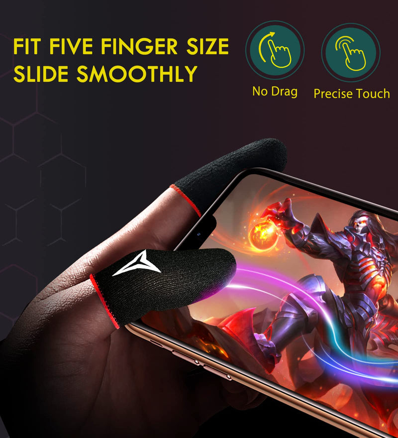 6 Pack Mobile Phone Gaming Finger Sleeves, Nuozme Finger Sleeves Compatible with All Touchscreen Devices, 0.15mm Superconducting Nanofibers, Smooth Feel, Anti-Sweat, Extremely Thin, Red Edge Red Edge (6 PCS )
