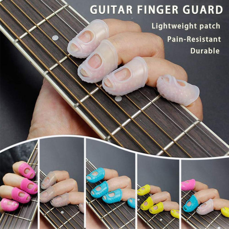 [AUSTRALIA] - 5 Sizes Guitar Fingertip Protector With Compact Box, Premium Silicone Guitar Finger Guards, Non-Slip Breathable Fingertip Protection Covers Caps for Guitar, Sewing, String Instruments (Grey) Grey 