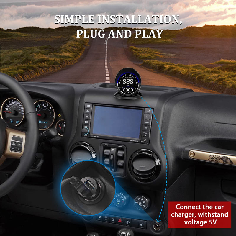 wiiyii Auto GPS Speedometer G6, Car HUD Head Up Display HD Display, Overspeed Alarm for All Vehicle