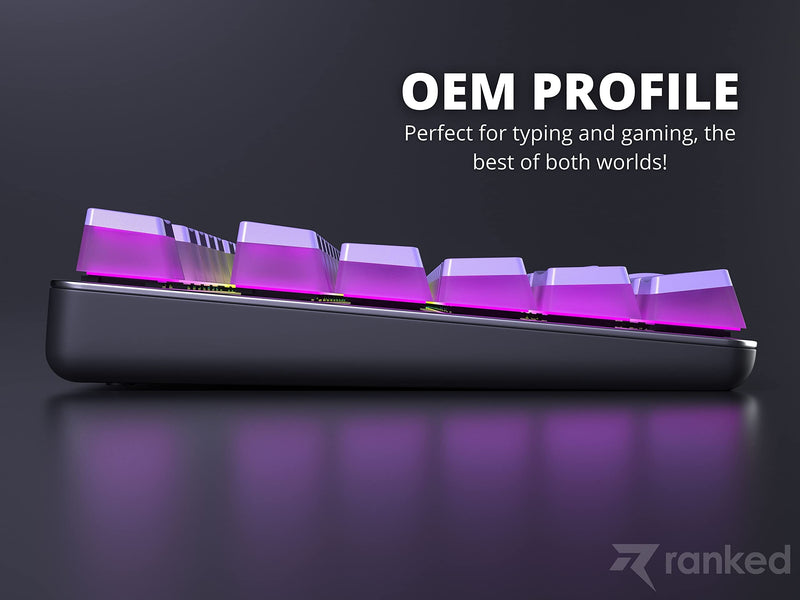 Ranked Pudding PBT Keycaps | 112 Double Shot Translucent ANSI US & ISO Layout | OEM Profile for RGB Mechanical Gaming Keyboard (Lavender) 112 Keys Lavender