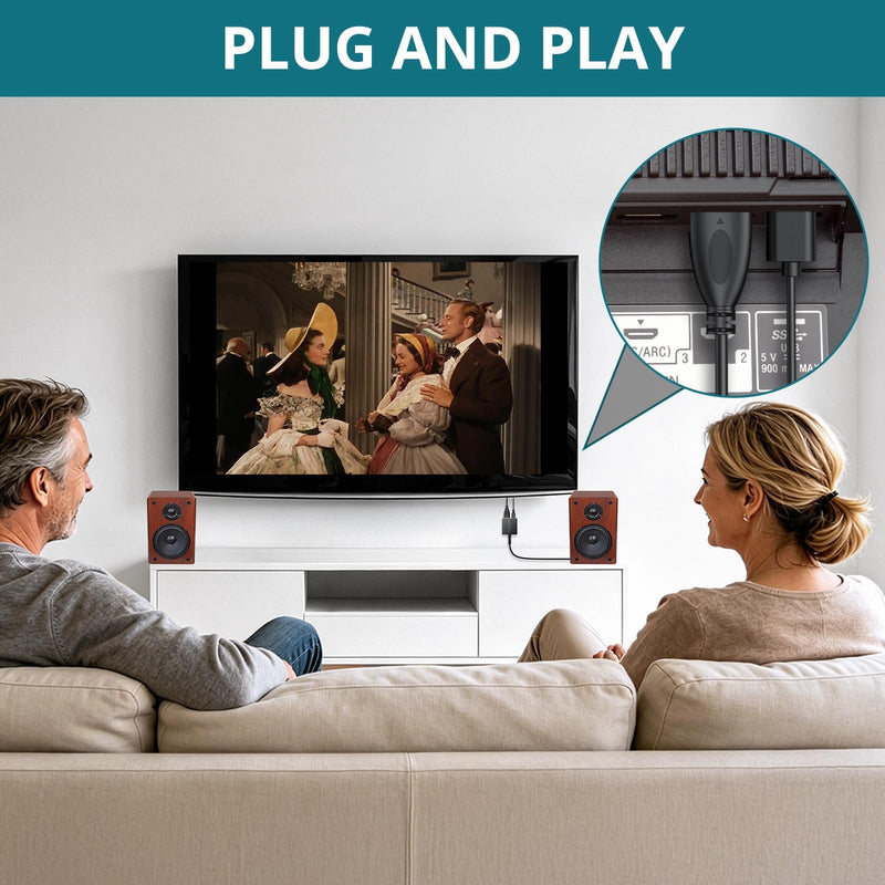eARC Audio Extractor, HDMI ARC to 3.5mm Adapter, PCM Stereo Audio | Converts TV eARC/ARC audio to 3.5mm stereo for headphones, speakers and amplifiers with TV remote volume support