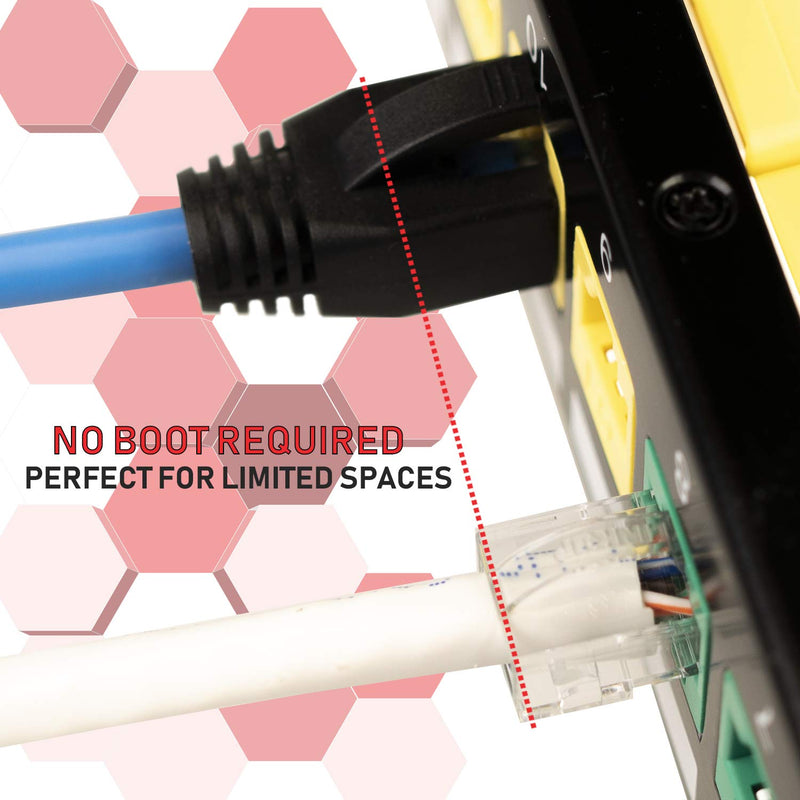 LINKUP Cat6 RJ45 Pass Through Connectors | Self-Protective Curved Unbendable Latch - No Boot Required | Durable, Space-Saving Ethernet Ends for Solid & Stranded Cable | Performance RJ45 Termination Clear 100pk