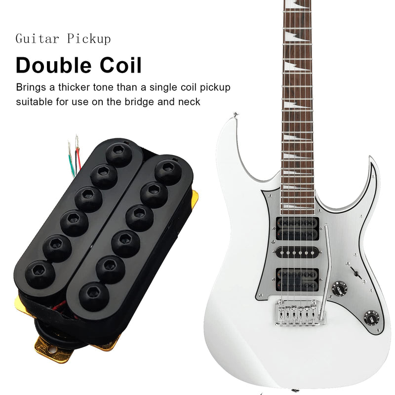 SAPHUE Adjustable Metal Double Coil Electric Guitar Pickups Humbucker Punk Neck/Bridge Pickup (Black) Black