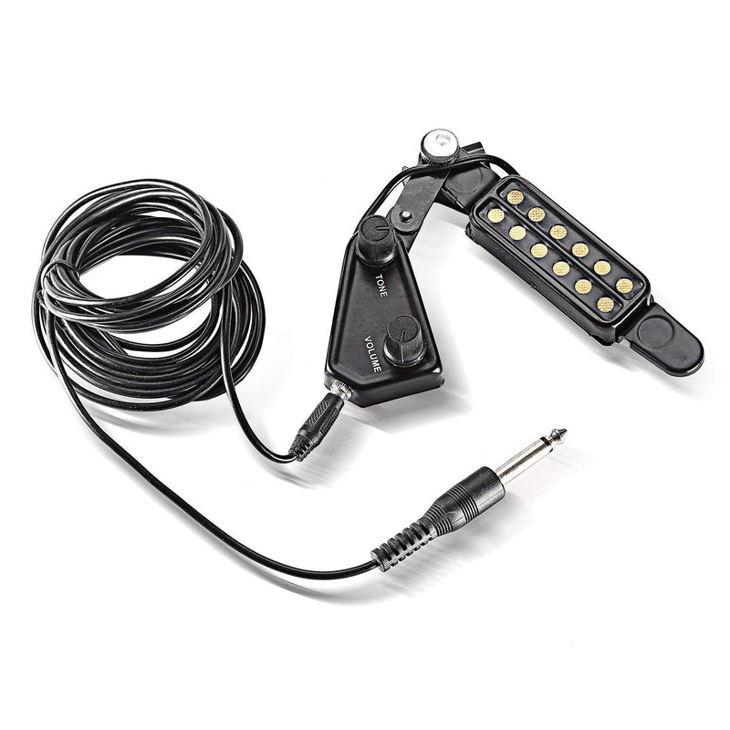 12 SoundHole Guitar Pickup Acoustic Electric Transducer for Acoustic Guitar Magnetic Preamplifier with Tone and Volume Control, Cable Length 10 ft