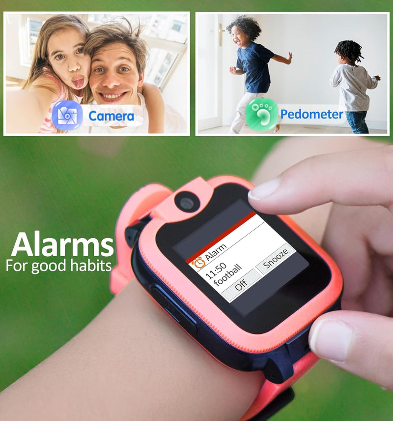 Easyfone KW2 4G Kids Smart Watch Phone with GPS Tracker, Calls, Chats, Pink | Smartwatch for Kids with Safe Calling, Activity, Parental Controls, SOS Button, Class Mode