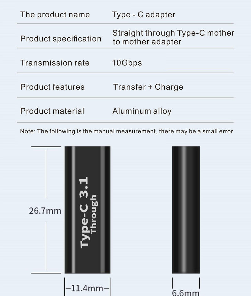 BOLS USB C Female-to-Female Adapter(2 pcs), Supports Fast Charging and Data Transfer Extension, up to 10GBbps Rate… female to female
