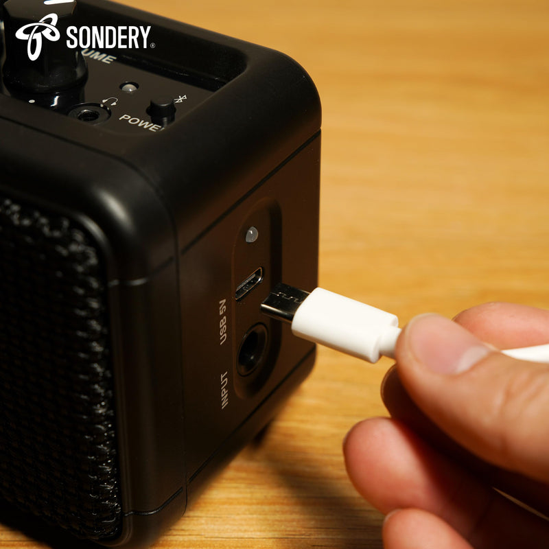 Sondery Mini Guitar Amp for Electric Guitars 5W Two Speakers Rechargeable Portable Pratice Small Amplifier with Overdrive/Clean Effects and Bluetooth Black