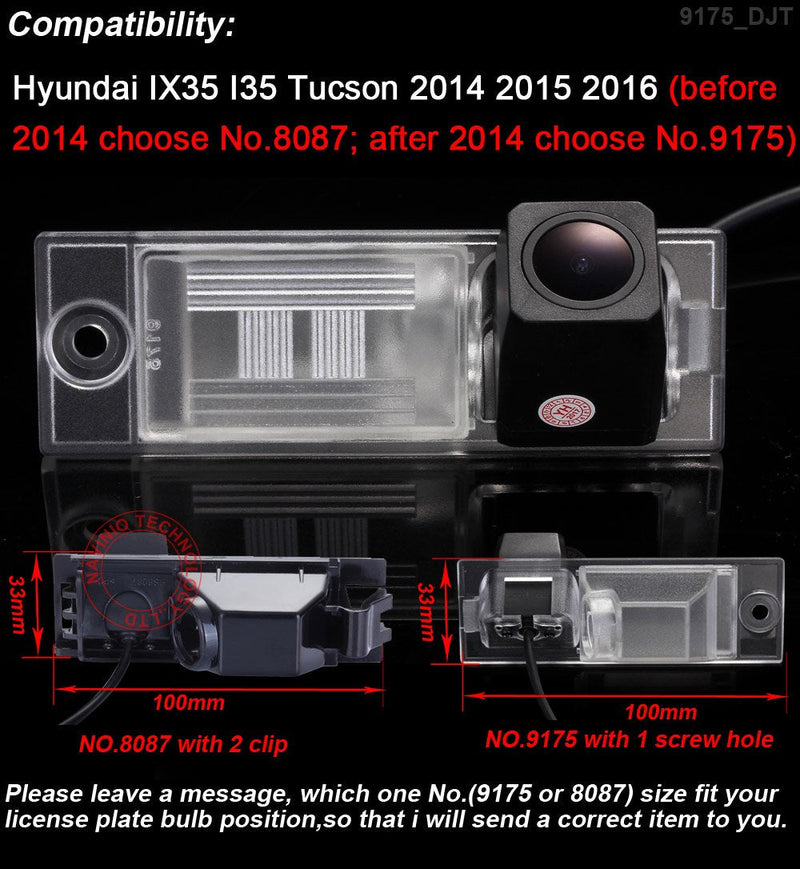 Rear View Back Up Reverse Parking Camera in License Plate Lighting Night Version (NTSC) for Tucson/IX 35/Tucson/Tucson IX35/Tucson IX/TL MK3 2004-2017 (Model A =Screw Style) Model A =Screw Style