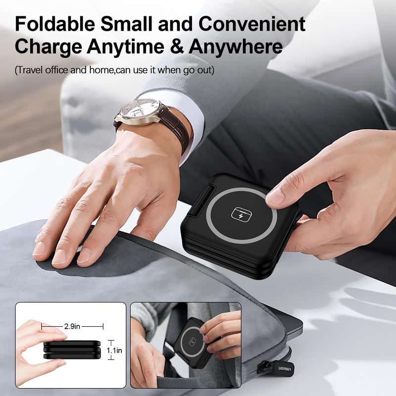 Wireless Charger for Samsung, 3 in 1 Charging Station Travel Charger | for Samsung Galaxy S26 Ultra/S25 FE/S24/S23, Protable Charger for Samsung Galaxy Watch 9/Ultra2/8 Classic/7/FE, Galaxy Buds 4 Black