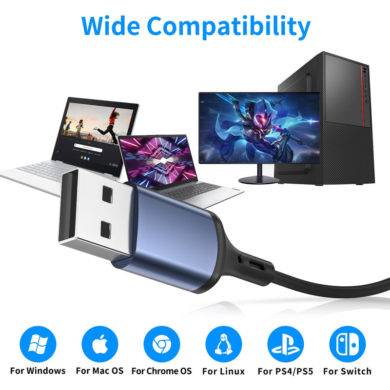 [AUSTRALIA] - USB Earbuds with Microphone for PC Laptop,Wired USB A Headphones with Mic& Earfins Hook for Computer Office Work,7.5ft Noise Canceling Stereo Computer Headset for Dell/HP/Chromebook Game School,Black Black Blue 