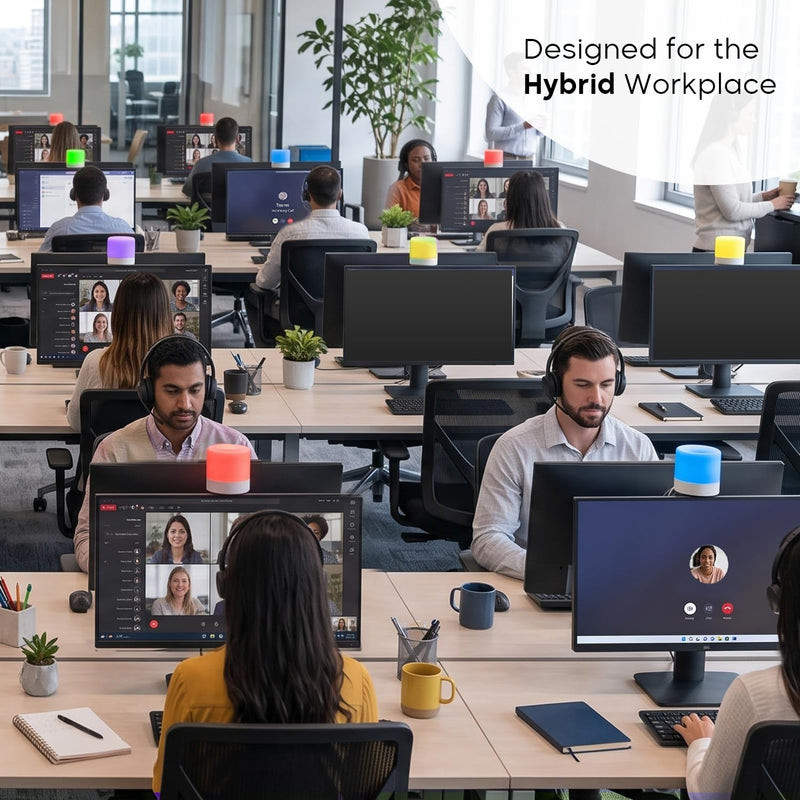 USB Status Busylight – Compatible with Microsoft Teams, Zoom, and Cisco Jabber/Webex – Auto-Syncs (Free Software Required) or Tap to Manually Change Color – Real-Time Availability for Office
