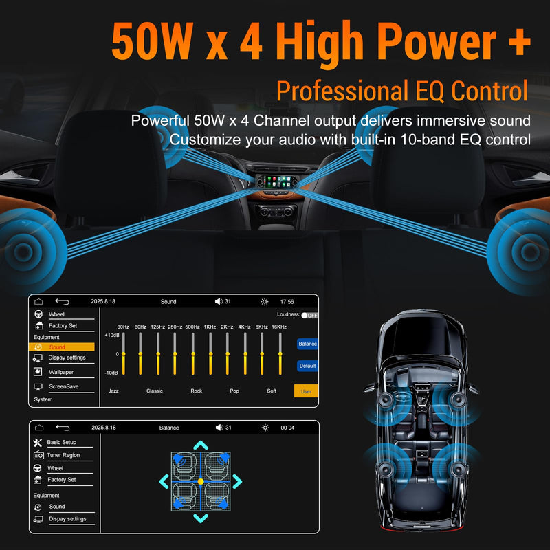 Single Din Car Radio with Apple CarPlay, Backup Camera，External Mic,Single Din Touchscreen Radio Supports Android Auto, Bluetooth, Dual Physical Knobs,SWC, EQ, FM Radio (Black) Black