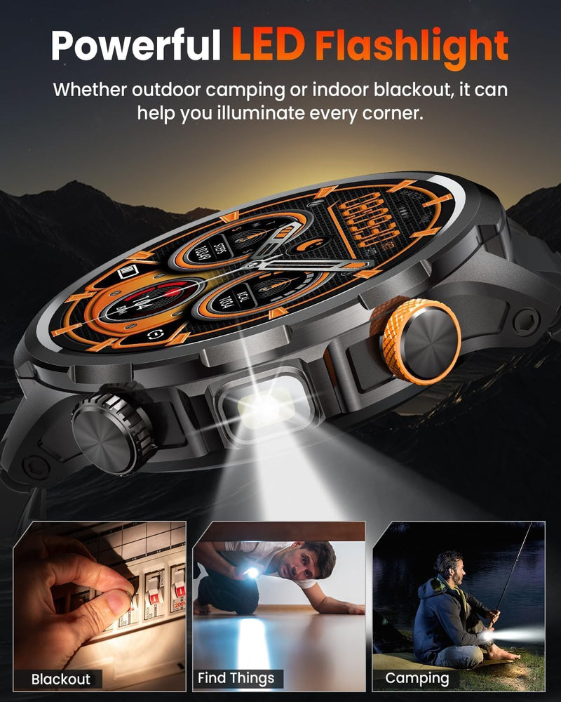 Military Smart Watches for Men (Answer/Make Calls), 1.91''Smart Watch with Blood Pressure/Heart Rate/Sleep/100+ Sport Modes, Fitness Tracker for Android and iPhone, Waterproof Watches for Men(Black) Carbon Black