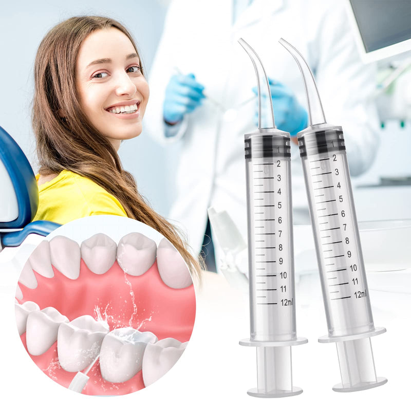 [AUSTRALIA] - Molain Oral Dental Syringe Measurement 10 Pieces 12 ml Ear Cleaning Solution Empty Bottles Adapter Extraction Hook Syringe Removal Tube with Curved Tip Watering Dropper Picks Dental Care 