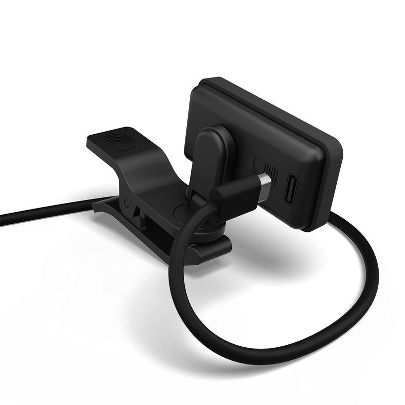 D'Addario Accessories Rechargeble Guitar Tuner - Eclipse Headstock Tuner - Clip On Tuner for Guitar - Great for Acoustic Guitars & Electric Guitars - Quick & Accurate Tuning Black Rechargeable