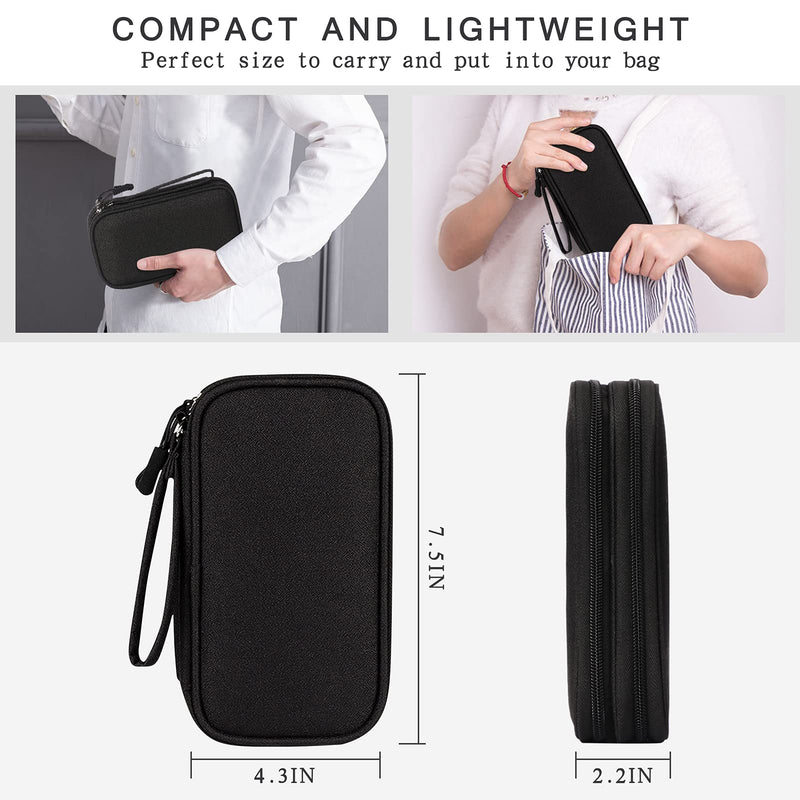 Skycase Travel Cable Organizer,Electronics Accessories Cases, All-in-One Storage Bag,[Waterproof] Accessories Carry Bag for USB Data Cable,Earphone Wire,Power Bank, Phone,Black-1 Black Medium