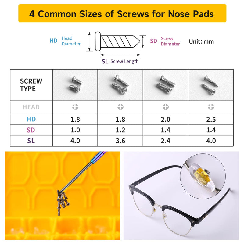 Eyeglass Nose Pads, 24 Pairs of Screw-in Glasses Nose Pads, Upgraded Magnetic Eyeglass Repair Kit with Precision Precision Screwdriver Set, Screws, Tweezer for Travel, Birthday Gift, Christmas Upgrade