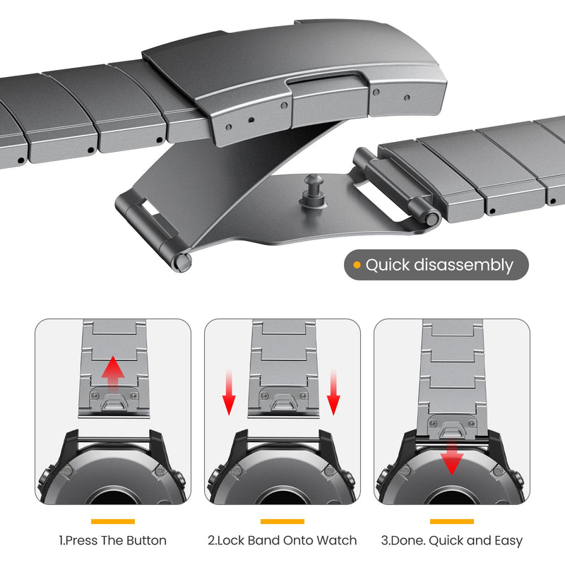 26mm Titanium Metal Quick Release WatchBand Compatible for Fenix 8 51mm/Enduro 3 51mm/Fenix 6X Pro/7X Pro/5X Plus,22mm Band for Garmin Fenix 8 47mm/E 47mm/Fenix 6 Pro/7/5 Plus/Forerunner 965 22mm