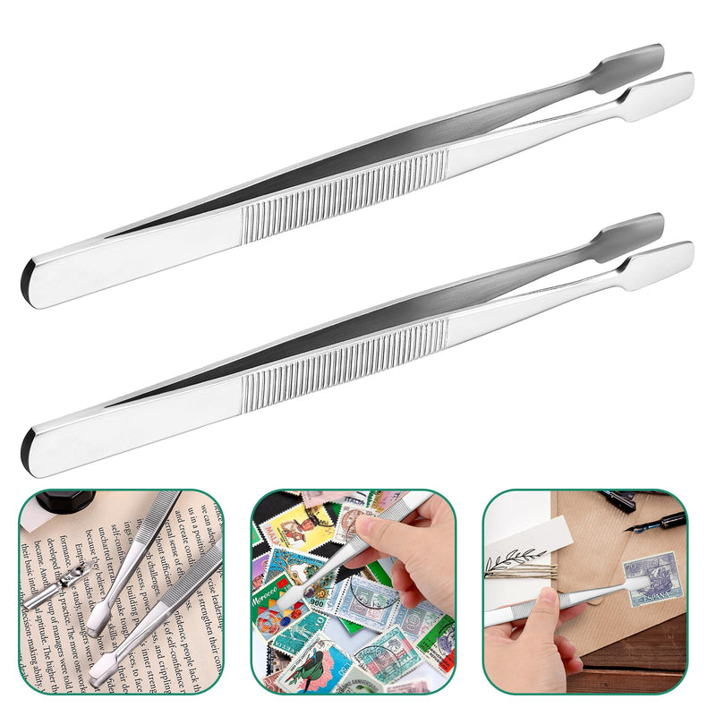 BESPORTBLE Stamp Tweezers Set Tweezers for Stamps, Flat Wide Stamp Album, Stamp Tweezers, Pack of 2