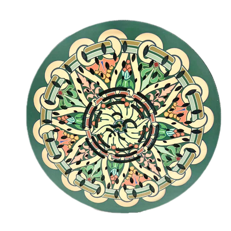 12INCH Ocean Drum,Sound Healing,Rain Disk "Water-Fall",Onomatopoeic Music,Gift For Yoga Meditation Performance Accompaniment（Green Flower） Green Flower