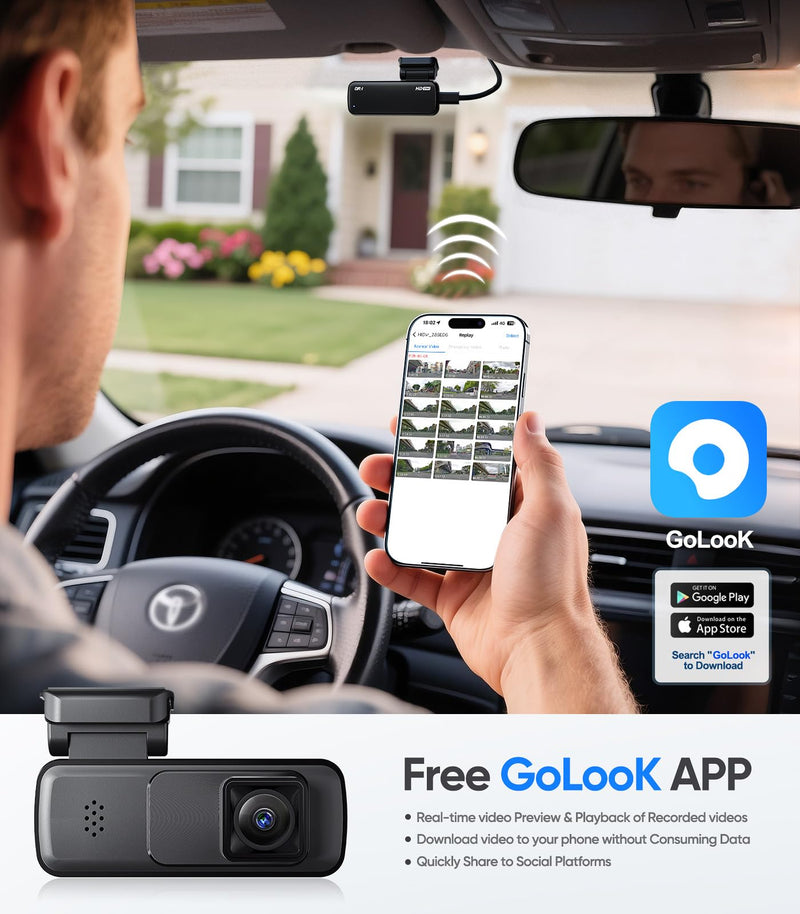 [AUSTRALIA] - Seventour Mini 2K Dash Cam Front for Cars, Dash Camera for Cars, Dashcam Built-in WiFi with APP Control, 170°Wide Angle, WDR, 24H ParkingMode, Night Vision, G-Sensor, Includes 32GB Card DR-1 