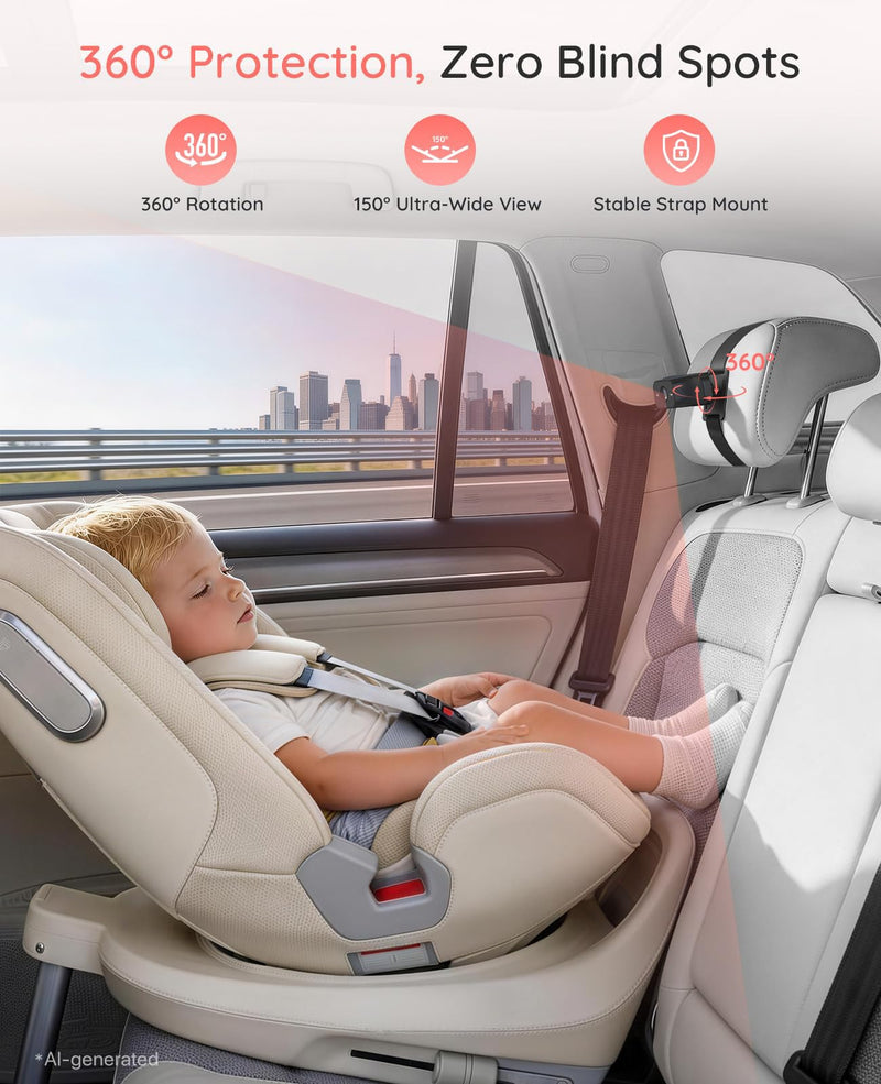 LUCKVIEW BM1 Baby Car Camera, 5" 1080P Baby Car Monitor | Auto IR Night Vision, 3X Zoom & 360° Rotation, Easy No-Tool Installation, Real-Time Rear Seat View for Safe Driving USB Power Cable