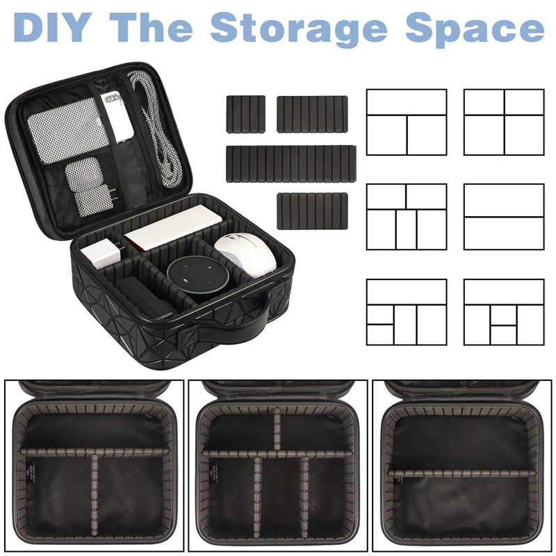 [AUSTRALIA] - MATEIN Cord Organizer Case with Adjustable Divider, DJ Cable File Bag for DJ Gear, Sound Instrument and Music Equipment Accessories, Shockproof Portable Double Layer Cord Bags, Black Large 