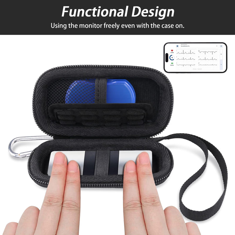 Khanka Hard Case for KardiaMobile 6 Channel / 1 Channel ECG Heart Monitor, Case Compatible with Kardia 6L 1L ECG with Carabiner Hook and Carry Strap (Pill Box and ECG Not Included)
