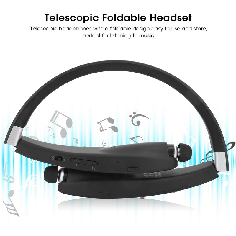 Dilwe SX?991 Stereo Bluetooth5.0 Headphones Neckbands with Retractable Earbuds,Foldable Bluetooth5.0 Headphones Speaker 2 in 1,Universal Sports Earphone,for Home Office,Video