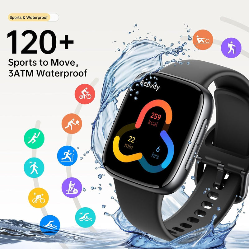 Quican Smart Watch for Women Men (2 Bands) with Extra Black Nylon Watch Band Replacement