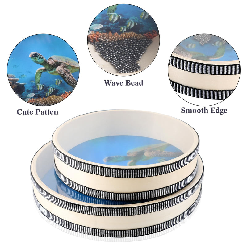EASTROCK Wave Bead Ocean Drum Sea Sound Drum with Hardwood Shell Sound Healing Instruments Natural Color Musical Instrument Ocean Percussion for Meditation & Relaxation (8 inch + 10 inch) 8+10 inch