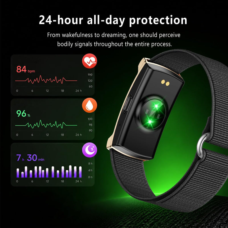 Smart Bracelet for Women Men, Screenless Activity Fitness Trackers, 24H Sleep Tracker, Group Share Smart Band with Free APP, 2 Strap.,