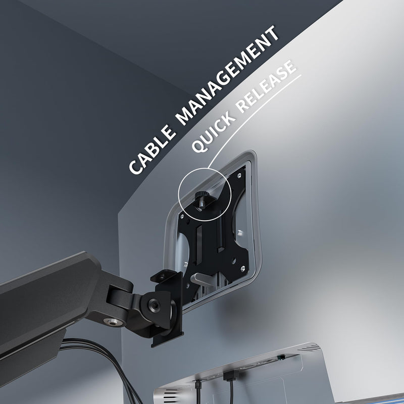 Single Monitor Arm Desk Mount，Gas Spring Monitors Arm for 17-32 inch Screens,Adjustable Computer Monitors Stand up to 4.4 to 19.8 lbs,Vesa Mount with Clamp and Grommet Base, VESA 75 & 100mm,Single 32inch