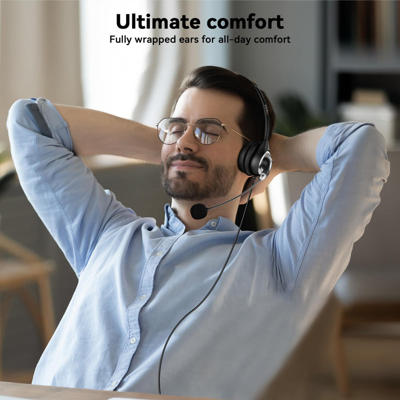 [AUSTRALIA] - Wantek USB Headset with Microphone for PC, Computer Headset with Noise Canceling Microphone with Mute for Home Office Online Skype Zoom Meetings 
