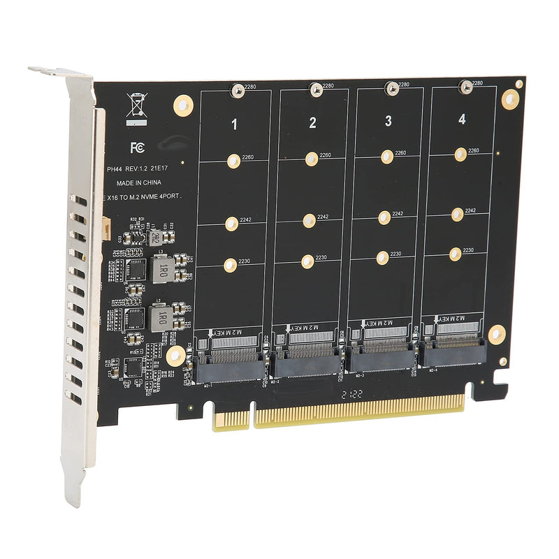 Quad M.2 NVME SSD to PCI-E 4.0 X16 Adapter, High Speed 4x32Gbps Soft Raid Card with Individual LED Indicator Support 2230 2242 2260 2280 (ph44)