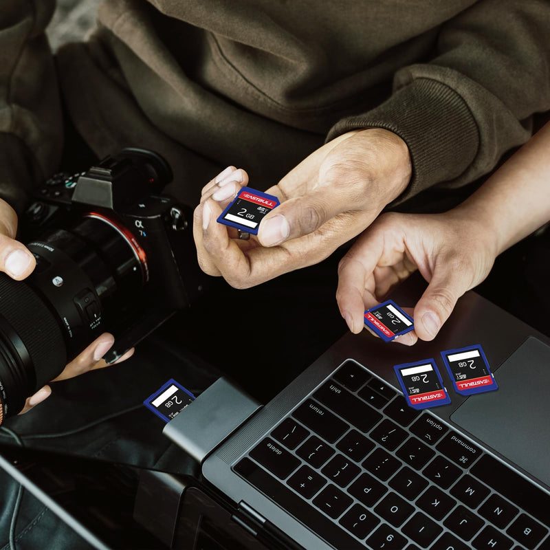 [AUSTRALIA] - EASTBULL 5-Pack of SD Card 2GB Class 6 SD Card U1 V30 SDHC Memory Card 5-Pack for Camera, Full HD Video, with 5 Mini Cases (2 GB, 5 Pack) SD 2GB U1 5Units 