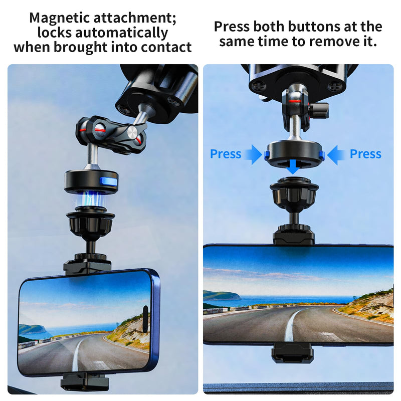 SOH Magnetic Suction Cup Car Phone Mount, 360° Rotation Stable Car Dashboard & Windshield Phone Holder Mount, Powerful Smartphones Suction Cup Car Holders Mount Hands Free for All Smooth Surface