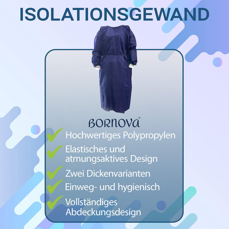 [AUSTRALIA] - BORNOVA - Protective gown, work coat, disposable apron, fleece, sterile (25 GSM, 10) 25 GSM 