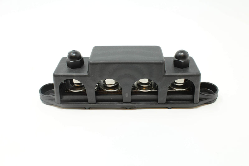 4 Post Power Distribution Block Bus Bar with Cover - Made in The USA - 250 Amp Rating - Marine, Automotive, and Solar Wiring (5/16" - Black) 5/16" - Black