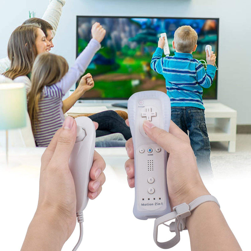 Wii Remote with Wii Motion Plus Inside | Shock Wii Nunchuk Controller | Compatible Nintendo Wii, Wii U White, 1 pack