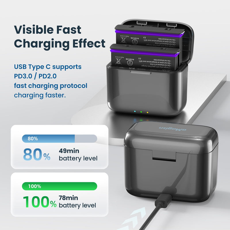 360 X4 Battery(2 Packs) with Fast Battery Charger Hub for Insta360 X4,2-Channel Quick Battery Charging Storage Station
