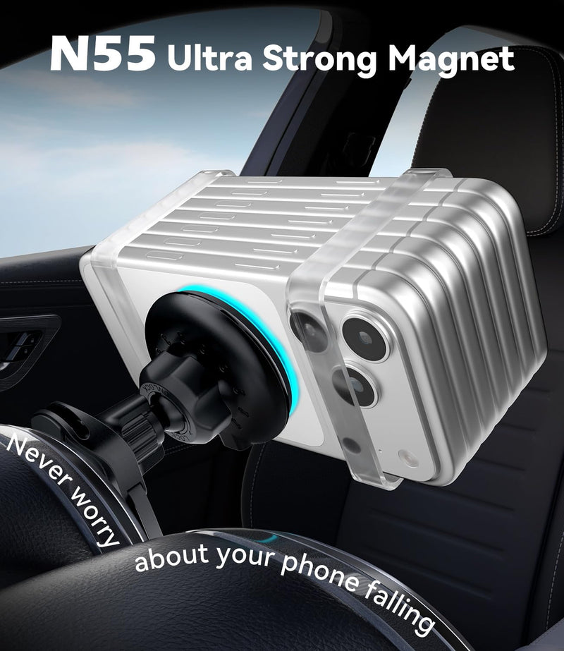 CloudValley 15W Charger Air Vent Car Mount for Mercedes Benz A/B/C/E/V/G/Class & Audi A1/A2/A3, Magnetic Wireless Charging Phone Holder for iPhone 17 Pro Max 16 15 14 13 12, Compatible with Magsafe Wireless Charging-Air Vent Car Mount