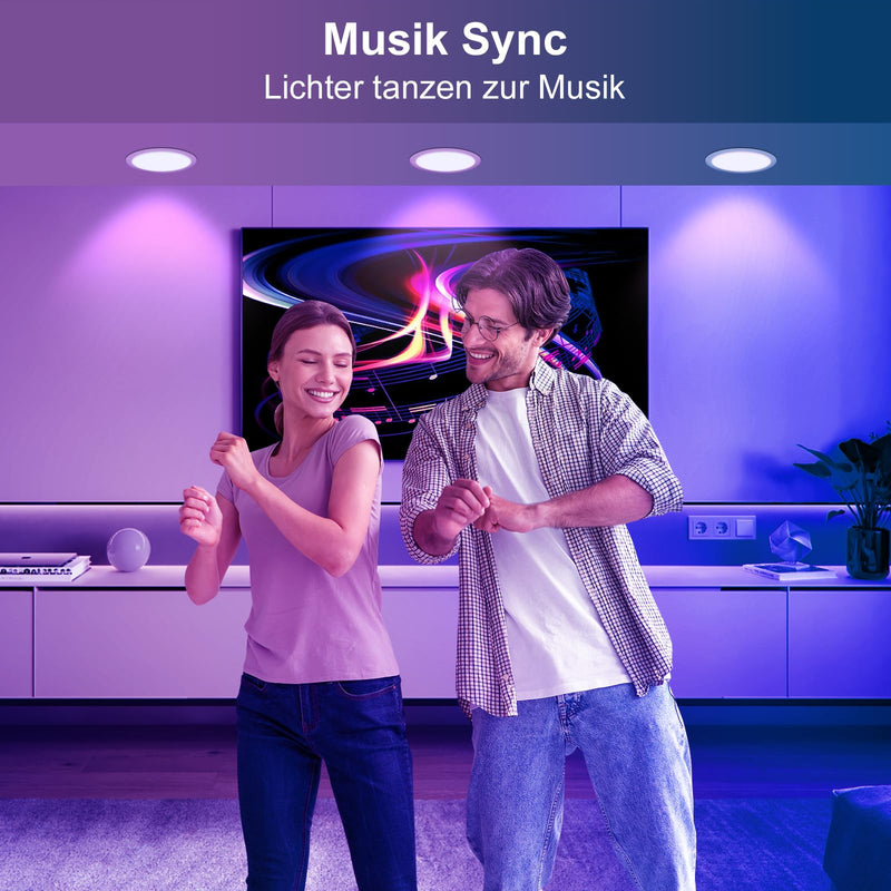 [AUSTRALIA] - DUSKTEC Recessed LED Downlights Alexa, Smart Spot Lights Ceiling with APP & Voice Control, RGB Colour LED Spotlights 2700K-6000K, 7W Warm White to Cool White Dimmable Ceiling Recessed Lights Ø68-85mm Lochmass 7W 
