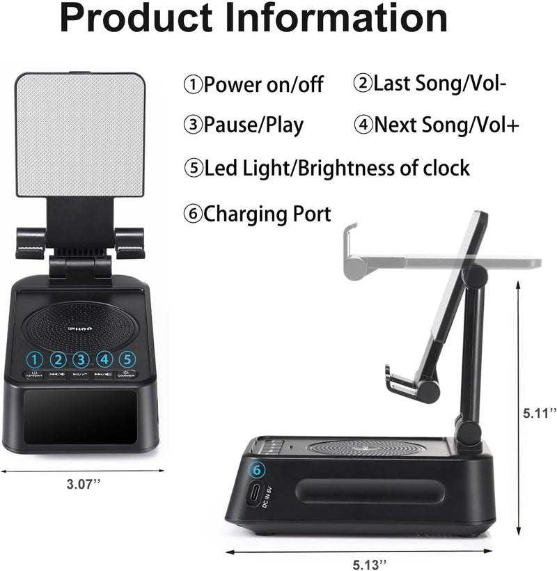 [AUSTRALIA] - Presents for Men/Women, Cell Phone Stand with Wireless Bluetooth Speaker, 12H Time Display Unique Presents for Him, Husband, Boyfriend, Dad, Her, Wife, Mom, Cool Multi Functional Gadget (Crow Black) Crow Black 