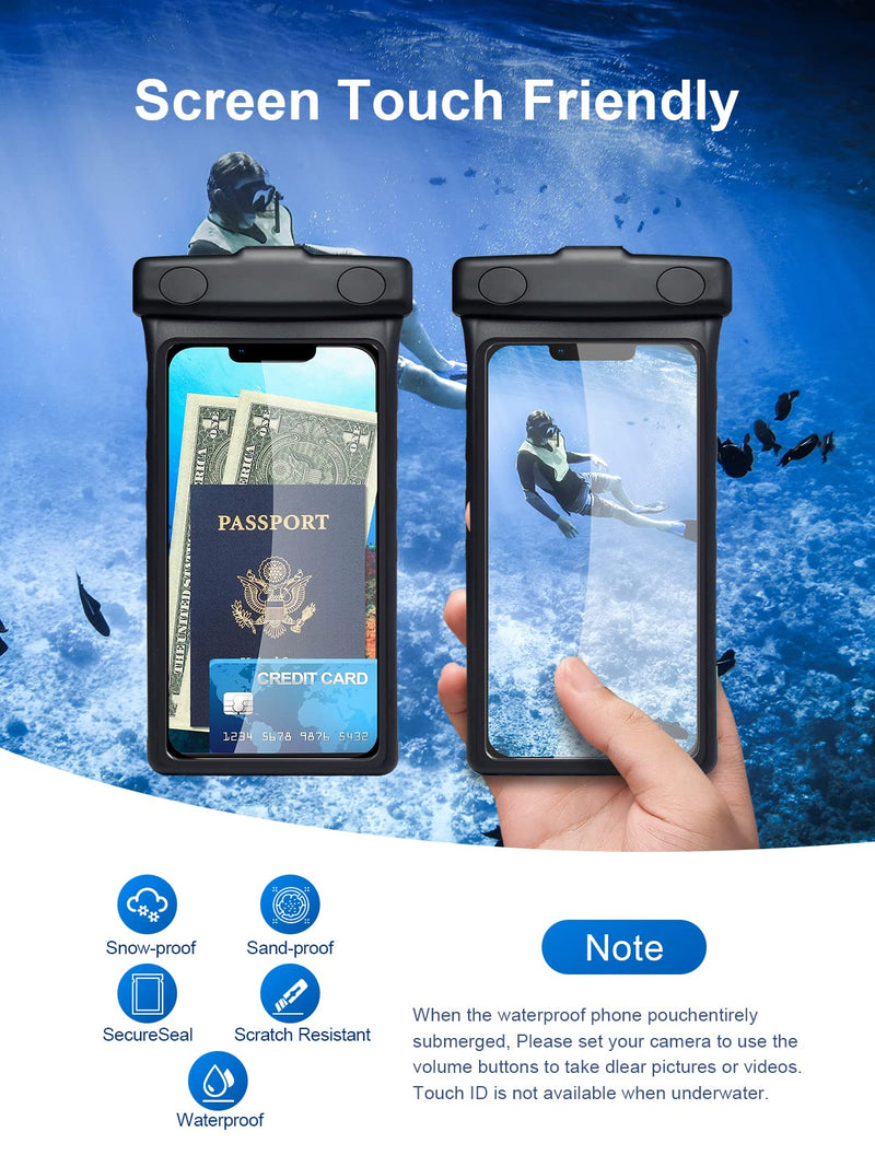 wellhouse Waterproof Phone Pouch Case, 3D Stereoscopic 7" Waterproof Cell Phone Dry Bag for iPhone 14 13 12 11 XS XR X Pro Max Plus Mini, S22 S21 Ultra, IPX8 Underwater Phone Protector, Earl Black 1 Pack - Earl Black7.0"