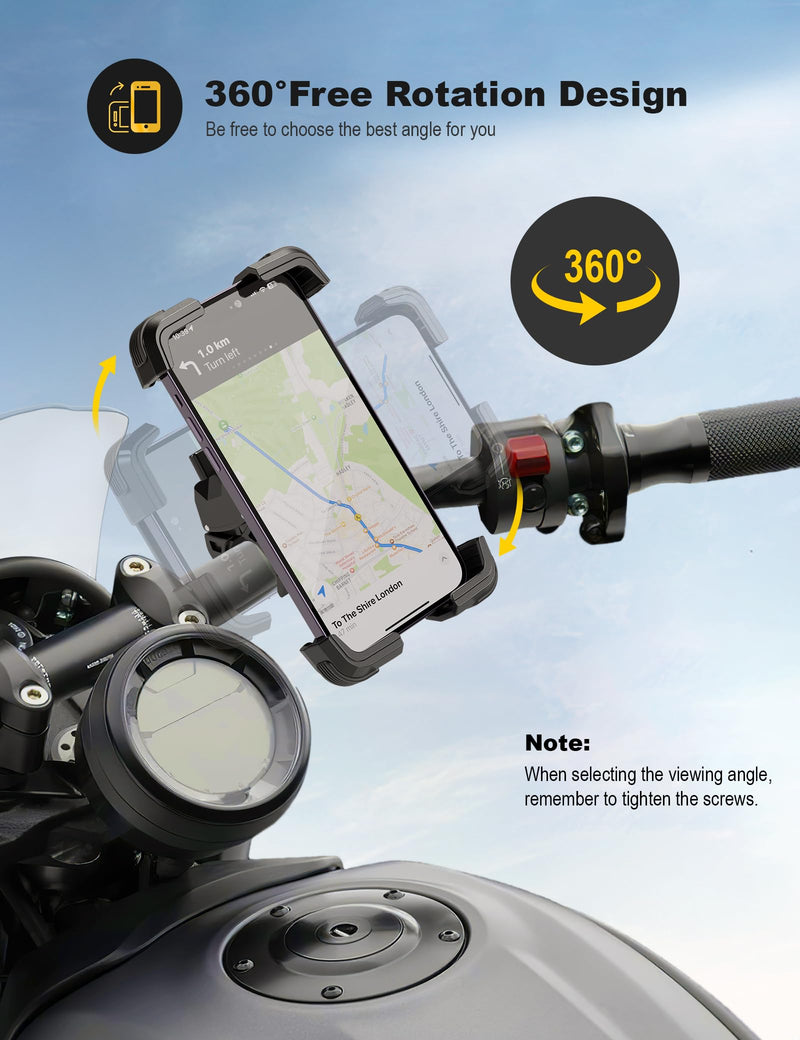 Bike Phone Holder Universal Motorcycle Phone Holder for Road Bike MTB Scooter with 360 Rotate for 4.7-7.2 Inch Smartphone
