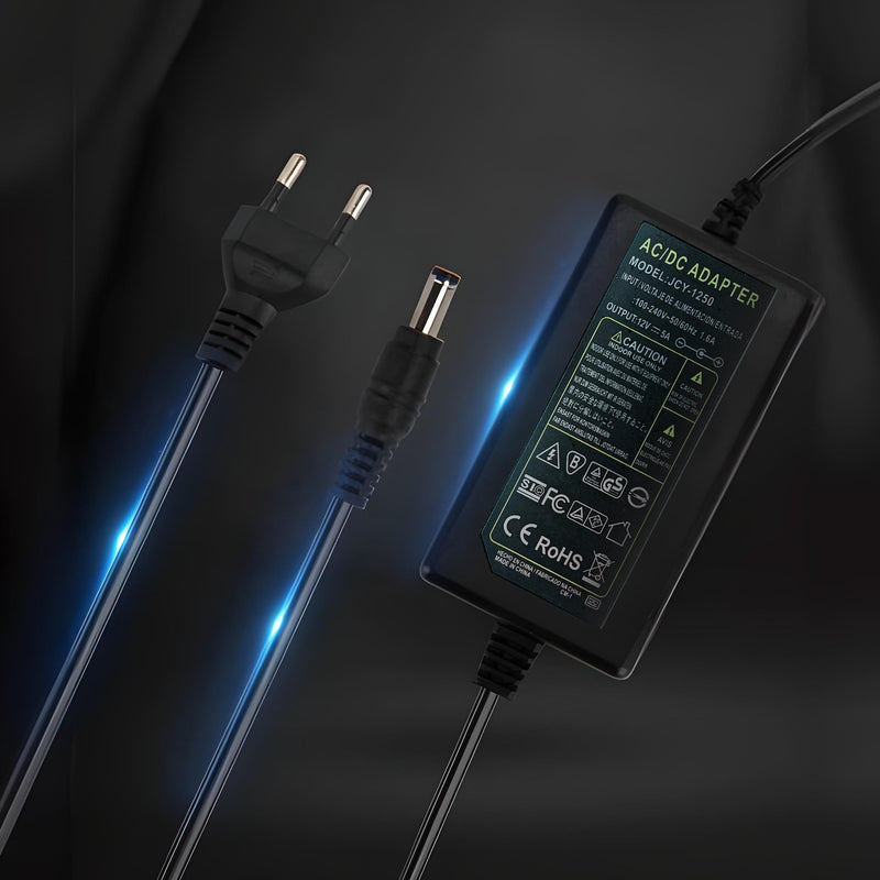 Retoo LED Power Supply Power Adapter 12 V Transformer DC Maximum Power Supply for LED Strip 5A Stripe Charger Adapter Power Supply Driver Converter EU Plug Black
